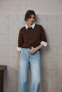Petite Studio's Cayden Mid-Rise Straight-Leg Jeans in Light Blue