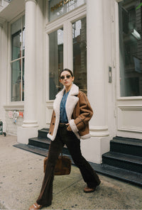 Petite Studio's Cody Curdoroy Flared Pants in Brown