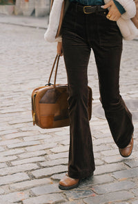 Petite Studio's Cody Curdoroy Flared Pants in Brown
