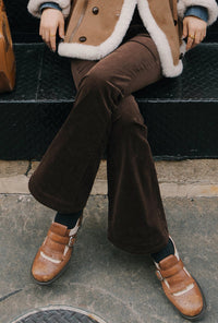 Petite Studio's Cody Curdoroy Flared Pants in Brown