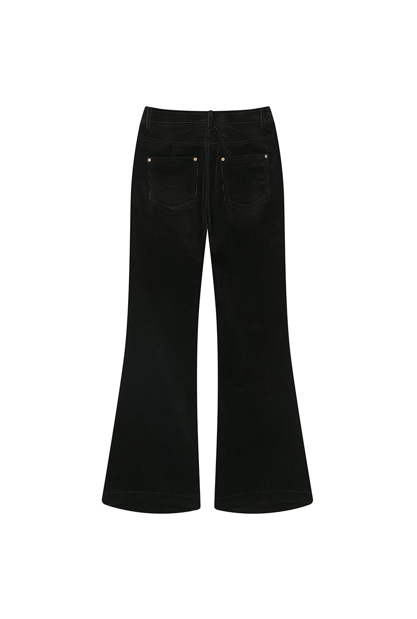 Petite Studio's Cody Corduroy Flared Pants in Black