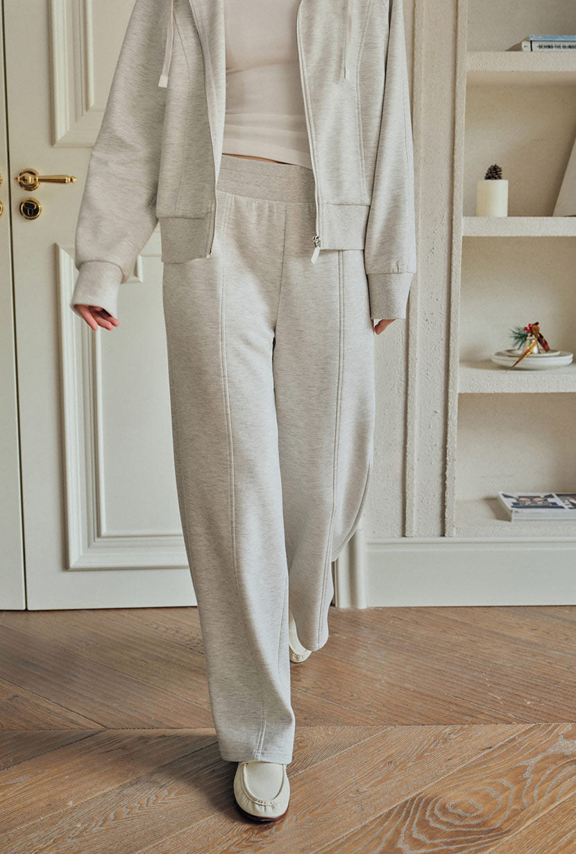 Petite Studio's Chase Cotton Straight Leg Pants in Heather White