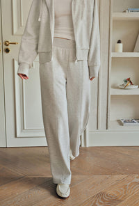 Petite Studio's Chase Cotton Straight Leg Pants in Heather White