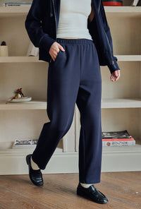 Petite Studio's Corey Cotton Tapered Pants in Navy