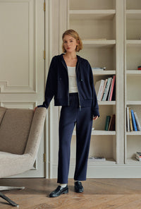 Petite Studio's Corey Cotton Tapered Pants in Navy