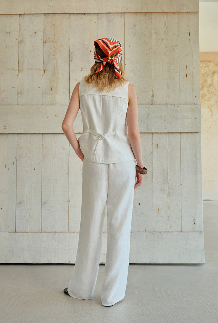 Petite Studio's Circe Linen Pants in Ivory