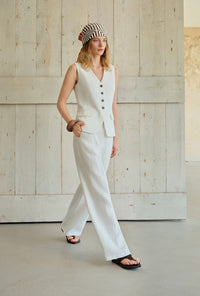 Petite Studio's Circe Linen Pants in Ivory