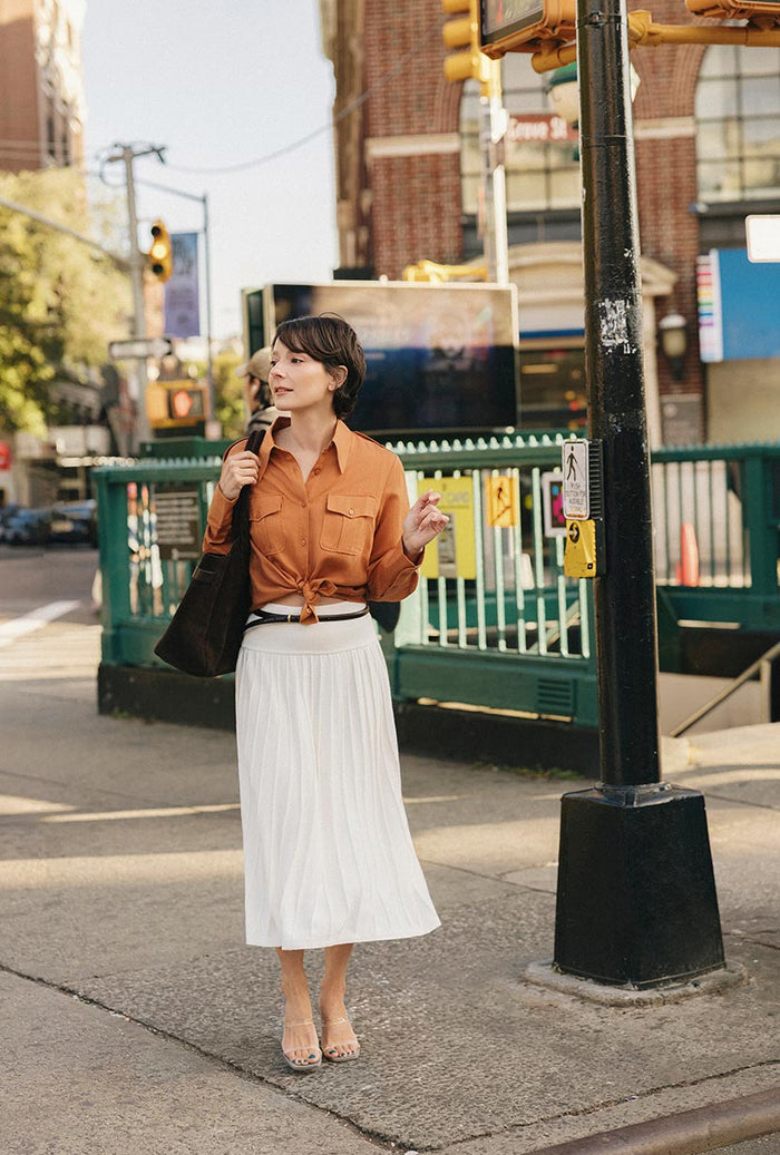 Petite Studio's Czar Bamboo Knit Skirt in Ivory