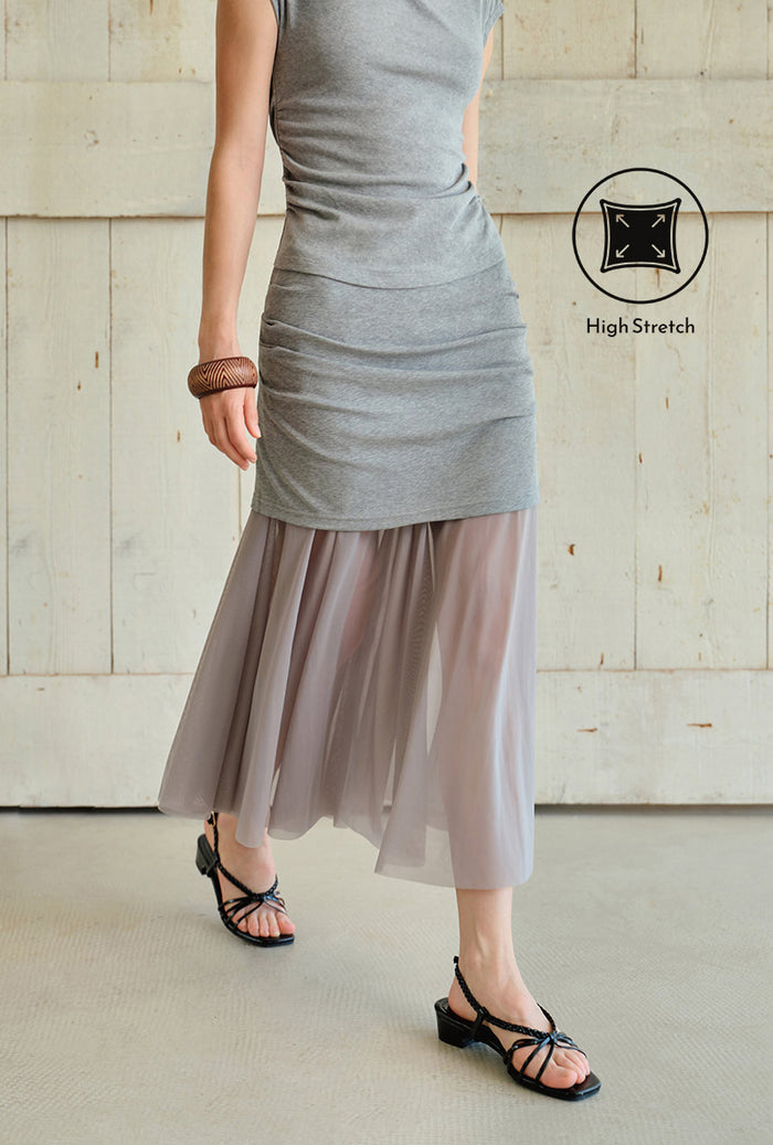 Petite Studio's Dolly Jersey Cotton Skirt in Grey