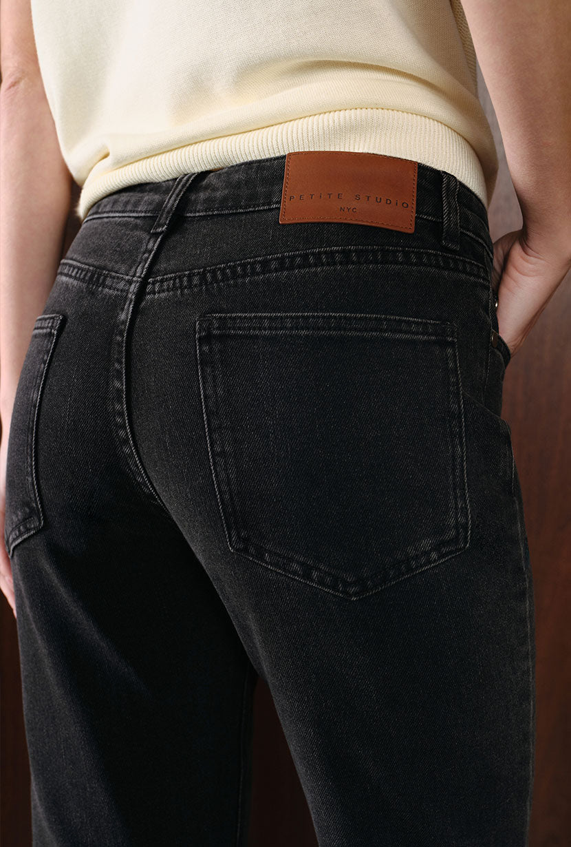 Petite Studio's Enid High-Rise Slim Ankle Jeans in Black