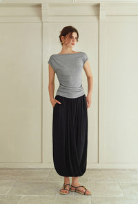 Petite Studio's Quentin Jersey Cotton Cocoon Skirt in Black