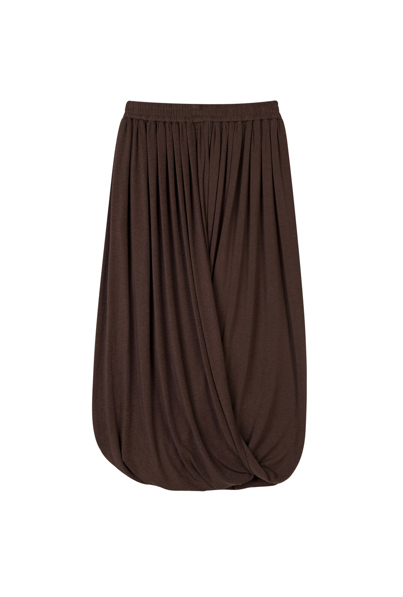 Petite Studio's Quentin Jersey Cotton Cocoon Skirt in Chocolate