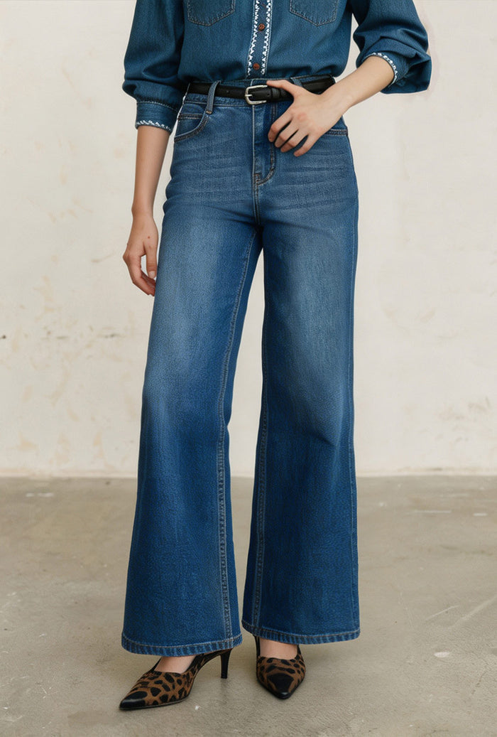 Petite Studio's Franny High-Rise Wide-Leg Jeans in Vintage Blue