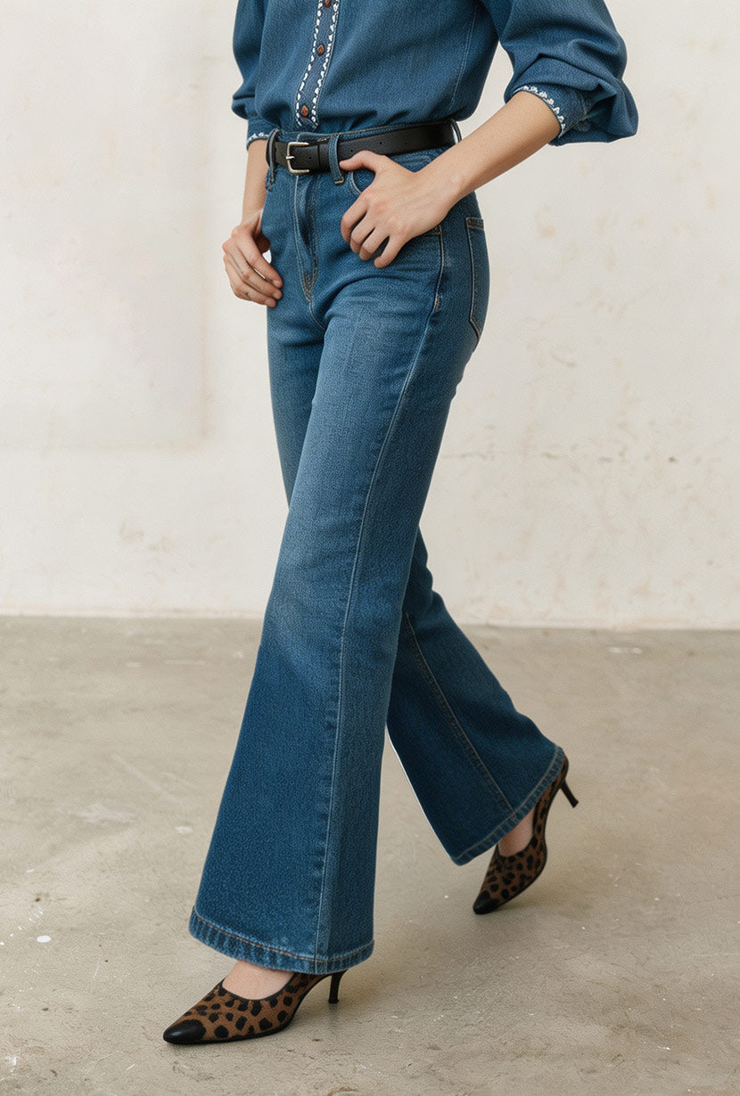 Petite Studio's Franny High-Rise Wide-Leg Jeans in Vintage Blue
