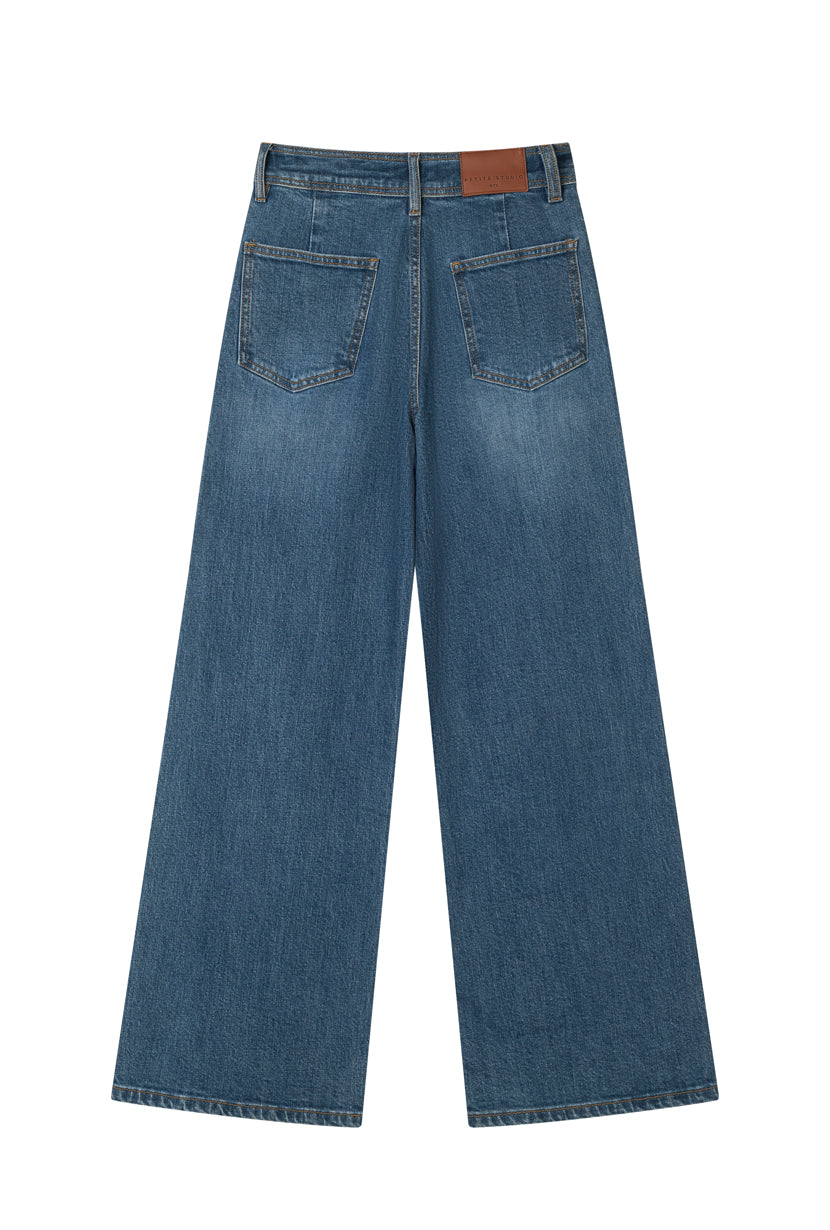 Petite Studio's Franny High-Rise Wide-Leg Jeans in Vintage Blue