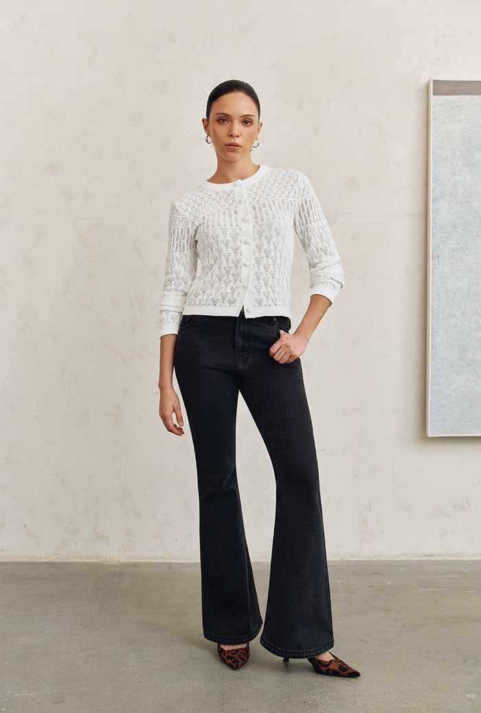 Petite Studio's Asher Mid-Rise Flared Jeans in Black