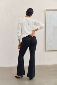 Petite Studio's Asher Mid-Rise Flared Jeans in Black