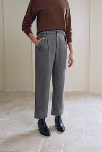 Petite Studio's Sawyer Cropped Wool Pants in Charcoal