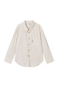 Petite Studio's Meg Tencel-Blend Shirt in Cream Striped