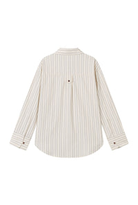 Petite Studio's Meg Tencel-Blend Shirt in Cream Striped