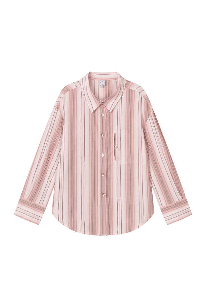 Petite Studio's Meg Cotton Shirt in Blush Striped