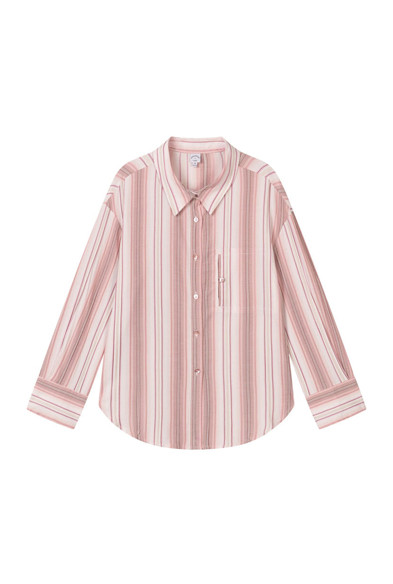 Petite Studio's Meg Cotton Shirt in Blush Striped