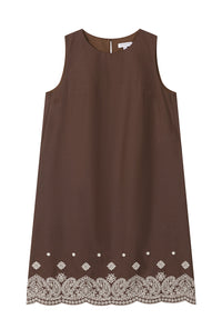 Petite Studio's Gorgie Embroidered Dress in Chocolate