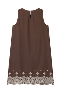 Petite Studio's Gorgie Embroidered Dress in Chocolate