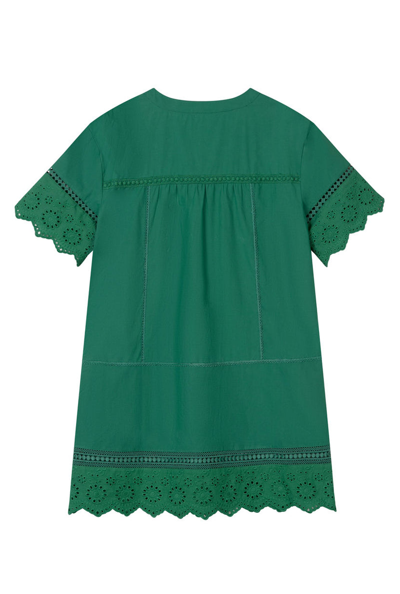 Petite Studio's Gwen Cotton Eyelet Dress in Emerald Green