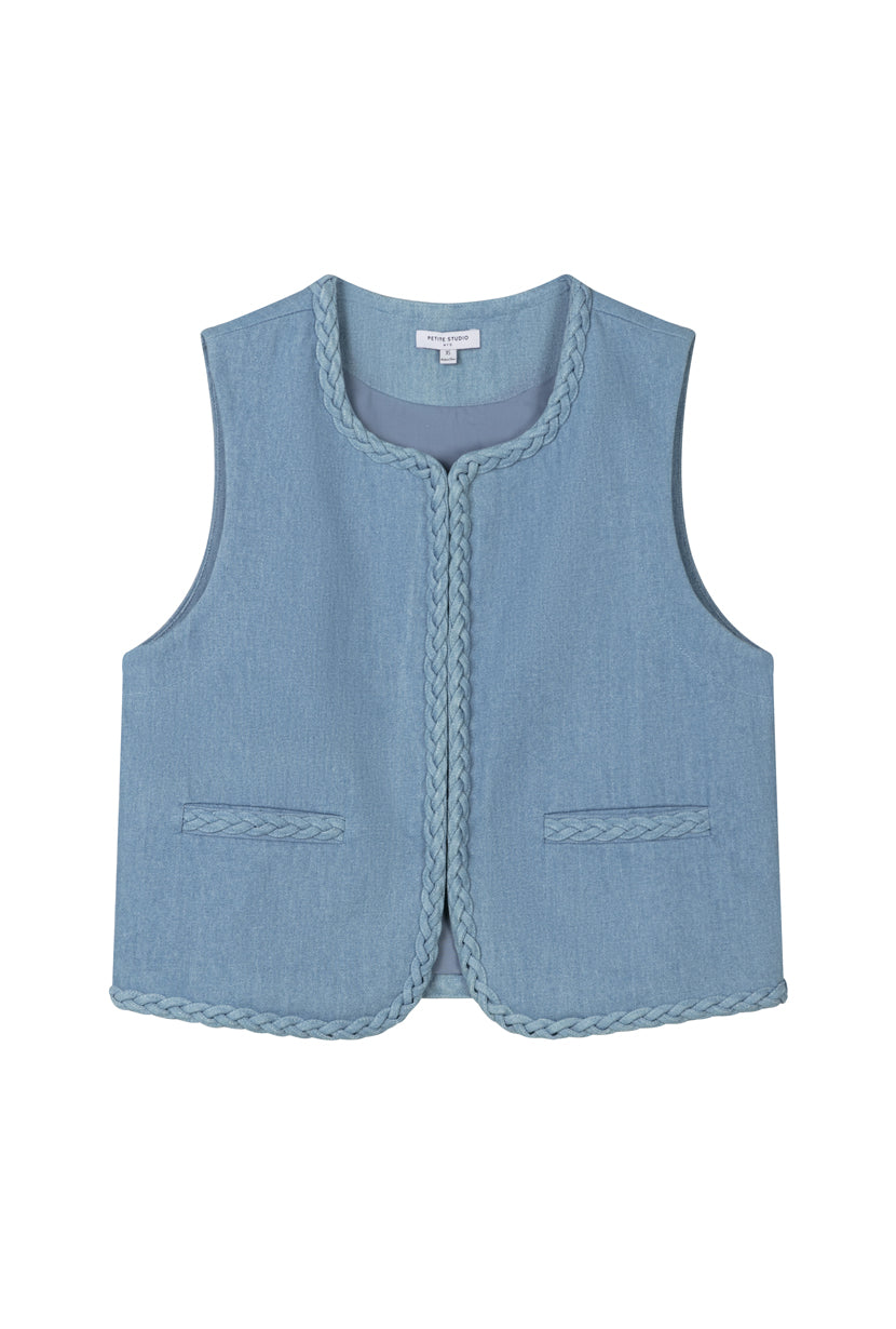 Petite Studio's Dexter Denim Vest in Blue