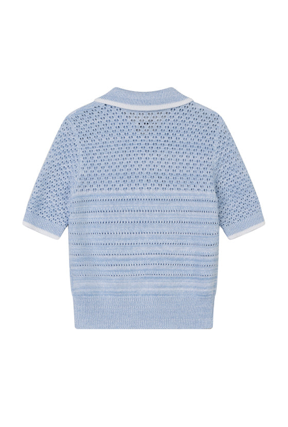 Petite Studio NYC's Shea Cotton Blend Knit Top in Sky