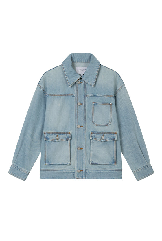 Petite Studio NYC's Moxie Denim Jacket in Light Indigo