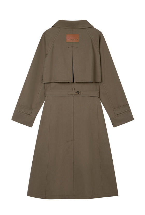 Petite Studio's Hagar Trench Coat in Olive Brown