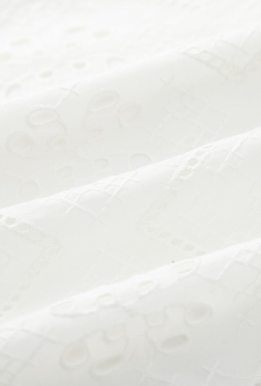 Petite Studio's Nadia Cotton Eyelet Blouse in White