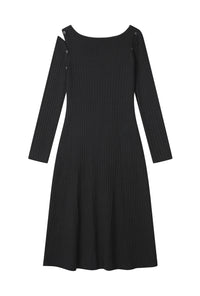 Petite Studio's Ophelia Adjustable Sleeve Knit Dress in Black
