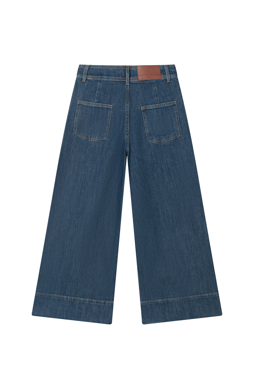 Petite Studio's Esme High-Rise Wide-Leg Cropped Jeans in Vintage Indigo