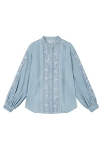 Petite Studio NYC's Aerin Blouse in Denim Blue