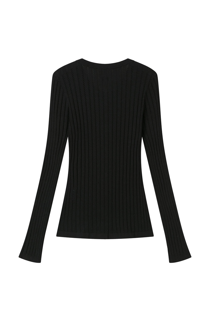 Petite Studio's Delsie Cotton Knit Top in Black