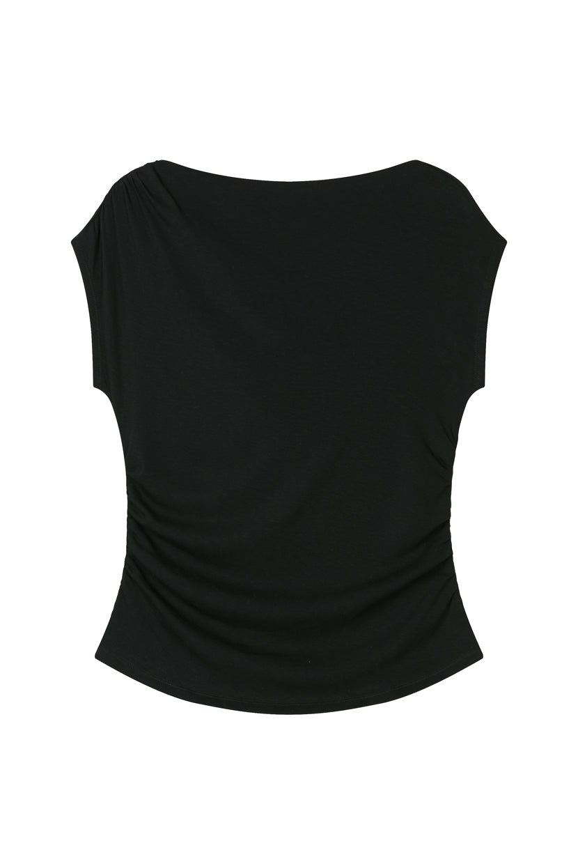 Petite Studio's Devito Jersey Cotton Top in Black