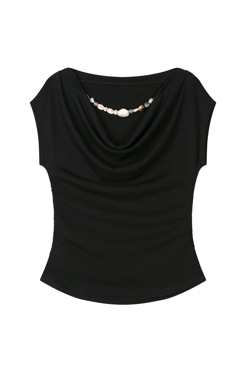 Petite Studio's Devito Jersey Cotton Top in Black
