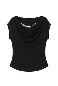 Petite Studio's Devito Jersey Cotton Top in Black