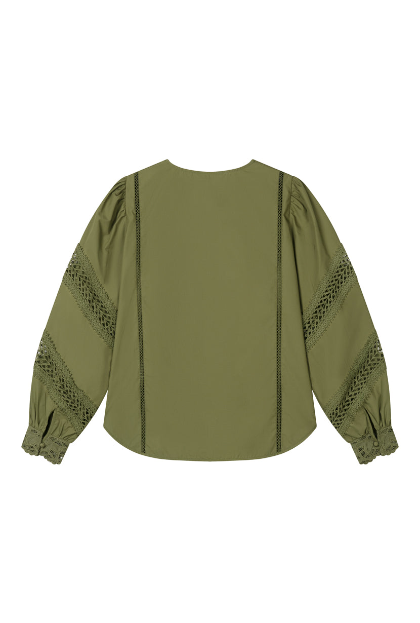Petite Studio's Drew Cotton Blouse in Green 