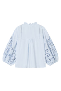 Petite Studio's Chandler Cotton Blouse in Sky