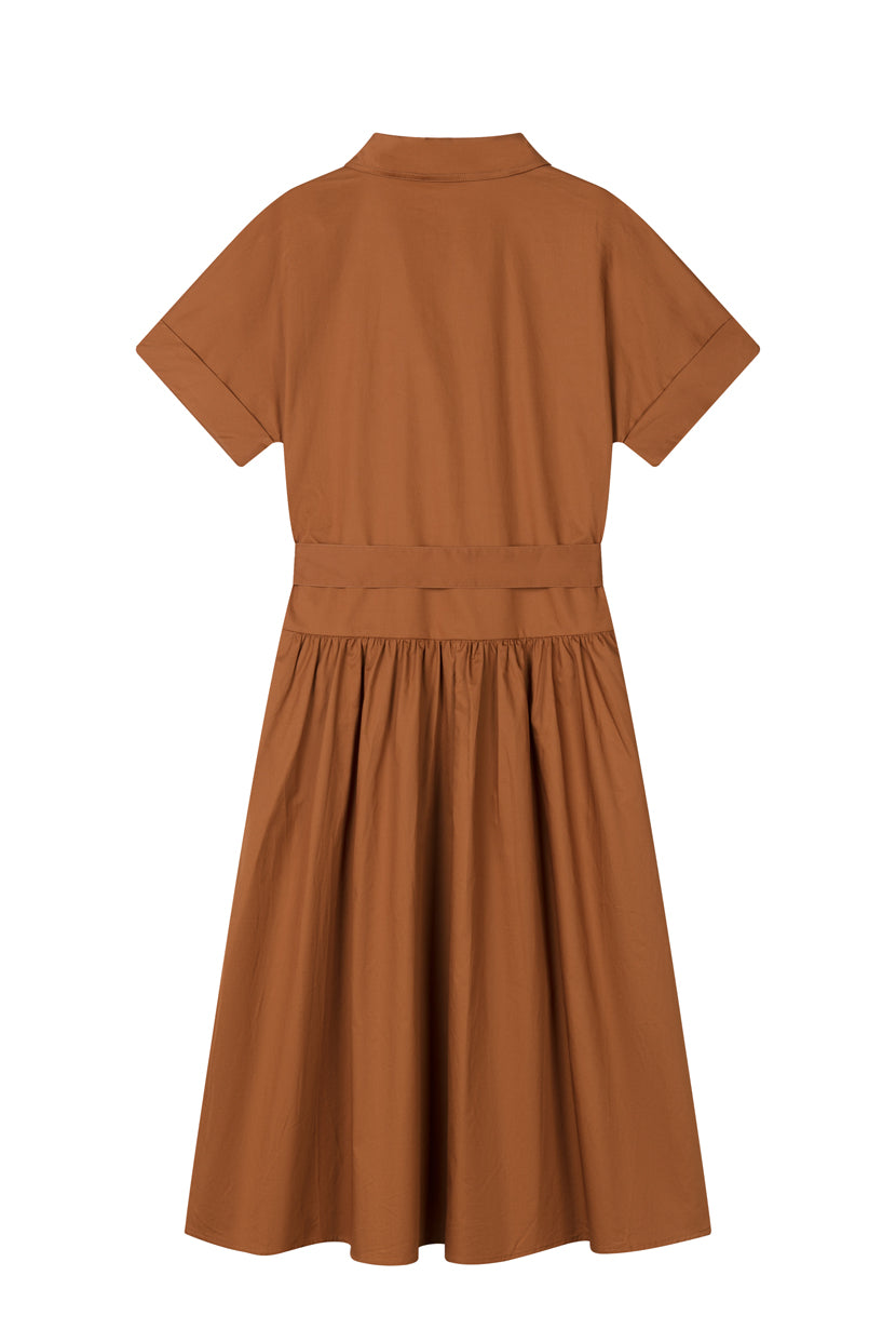 Petite Studio's Ellory Cotton Shirt Dress in Ginger
