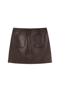 Petite Studio's Andy Leather Skirt in Brown 