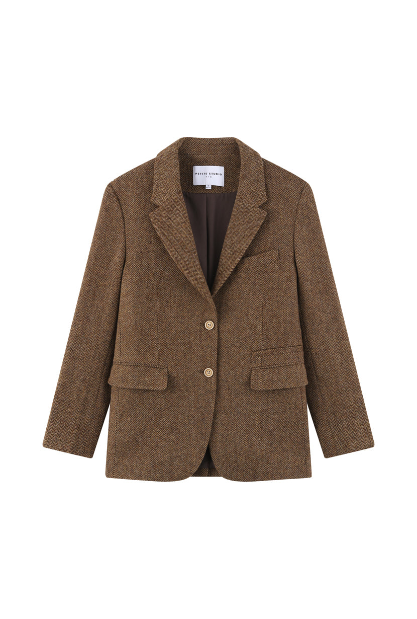 Petite Studio's Vito Wool Blazer in Walnut 