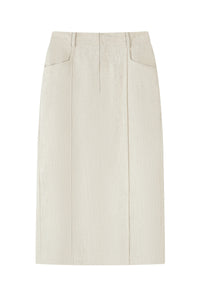 Petite Studio NYC's Teigan Linen Pencil Skirt in Oat