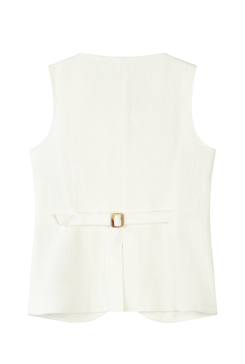 Petite Studio NYC's Ines Linen Vest in White