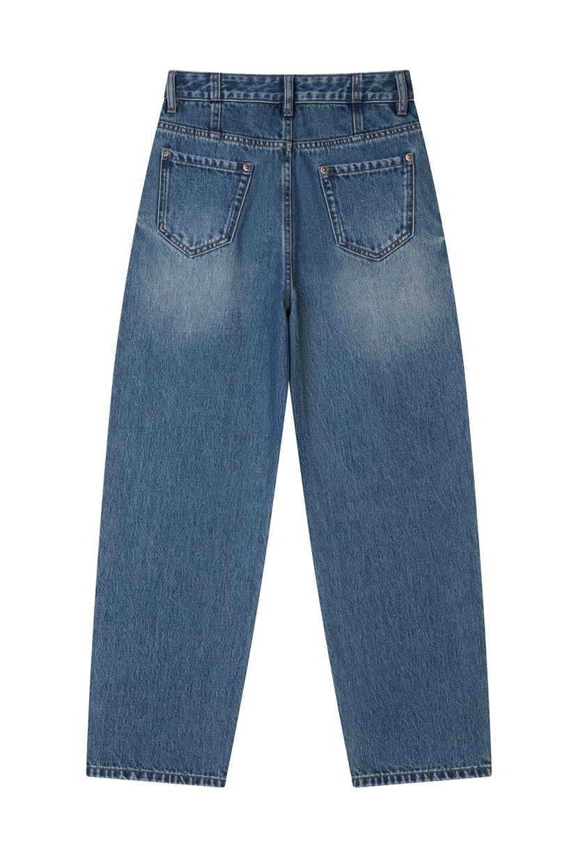 Petite Studio's Bentley Straight Cropped Jeans in Medium Blue 
