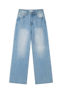 Petite Studio's Cayden Mid-Rise Straight-Leg Jeans in Light Blue